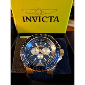INVICTA Aviator Men's Watch 33031 Dark Blue Silicone Band 50mm